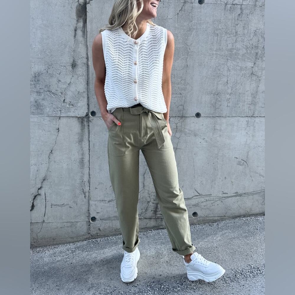 SUNCOO Paris size T0 x-small Joshua Pant Army Green pantaloon high waisted NWT